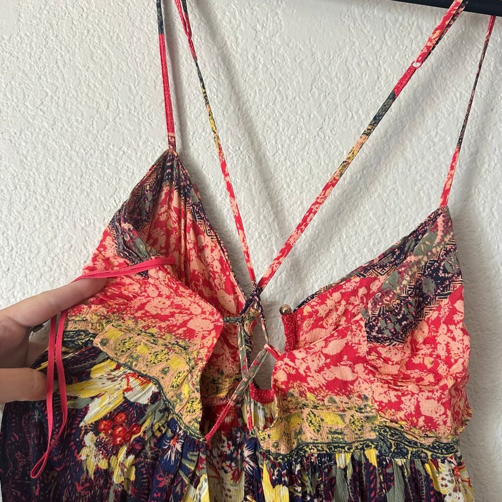 Free People Give A Little Boho Maxi Dress Floral in Pink Multi Size Medium - Picture 5 of 9